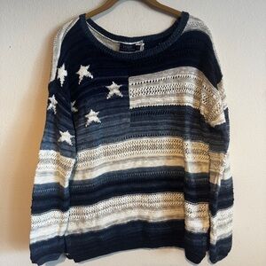 Polo Ralph Lauren Sweater Womens Sz M American Flag cozy casual Knit Stripe Star